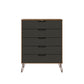 Manhattan Comfort Rockefeller 5-Drawer & 6-Drawer Nature & Textured Gray Dresser Cabinet Set