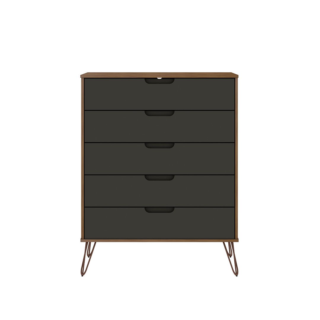 Manhattan Comfort Rockefeller 5-Drawer & 6-Drawer Nature & Textured Gray Dresser Cabinet Set