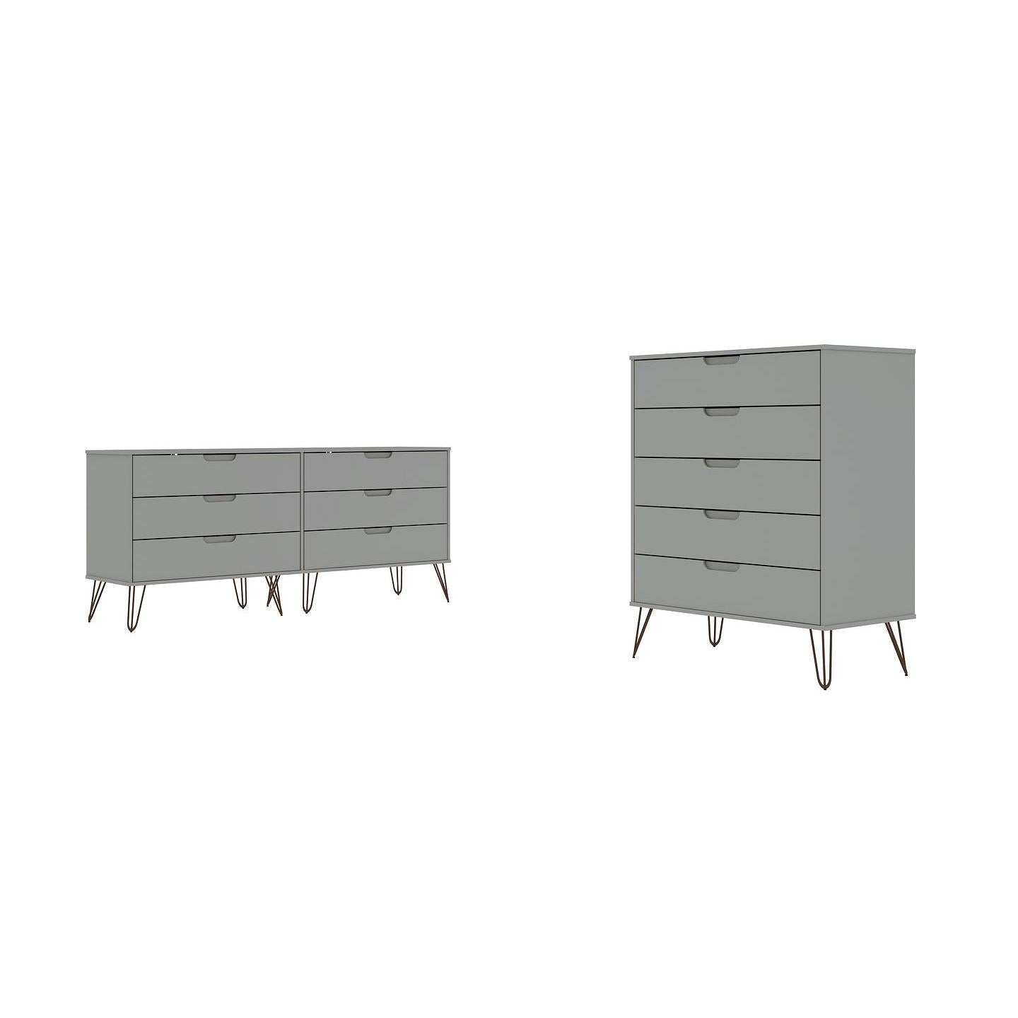 Manhattan Comfort Rockefeller 5-Drawer & 6-Drawer Off White Dresser Cabinet Set