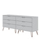 Manhattan Comfort Rockefeller 5-Drawer & 6-Drawer Off White & Nature Dresser Cabinet Set
