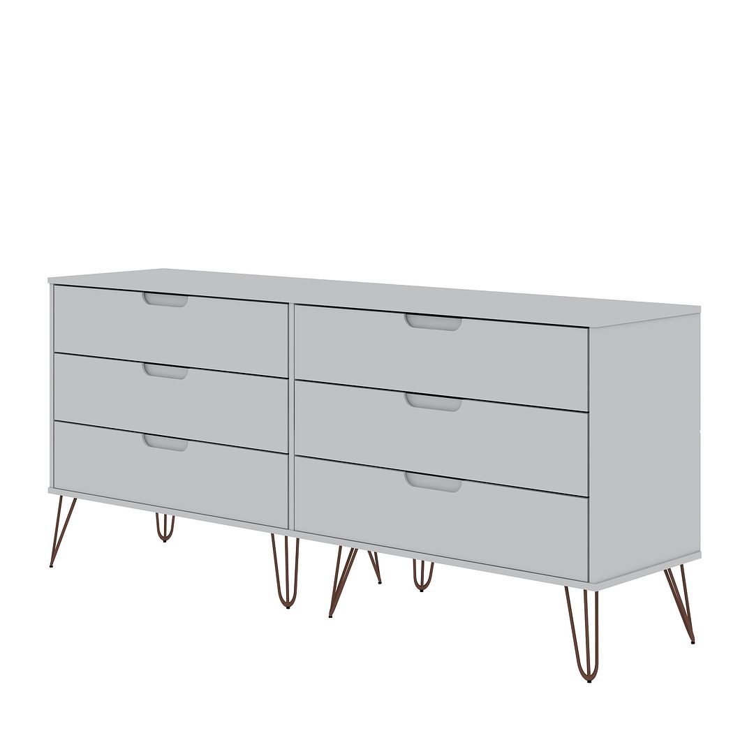Manhattan Comfort Rockefeller 5-Drawer & 6-Drawer Off White & Nature Dresser Cabinet Set