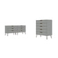 Manhattan Comfort Rockefeller 5-Drawer & 6-Drawer Off White & Nature Dresser Cabinet Set