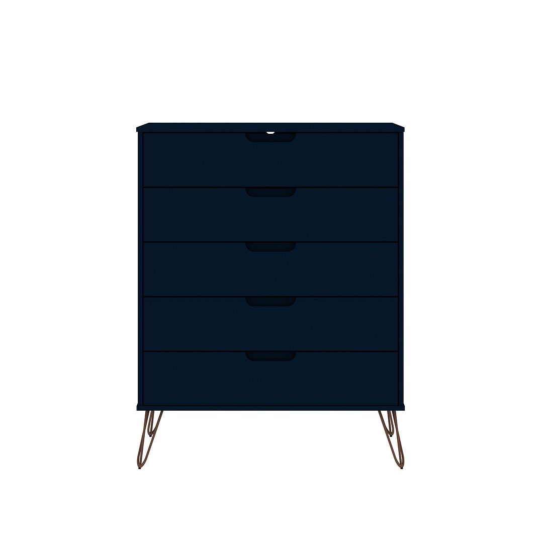 Manhattan Comfort Rockefeller 5-Drawer & 6-Drawer Tatiana Midnight Blue Dresser Cabinet Set
