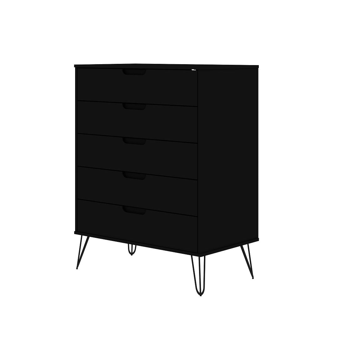 black dresser with metal legs GDFStudio Taryn Modern Wooden Dresser with 3 Drawers with Metal Legs, Black