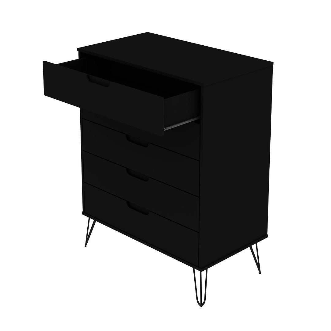 dresser with black metal legs GDFStudio Taryn Modern Wooden Dresser with 3 Drawers with Metal Legs, Black