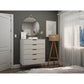 Manhattan Comfort Rockefeller 5-Drawer Tall Dresser Cabinet With Metal Legs In Off White & Nature