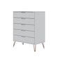 Manhattan Comfort Rockefeller 5-Drawer Tall Dresser Cabinet With Metal Legs In White