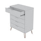 Manhattan Comfort Rockefeller 5-Drawer Tall Dresser Cabinet With Metal Legs In White