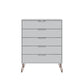 Manhattan Comfort Rockefeller 5-Drawer Tall Dresser Cabinet With Metal Legs In White