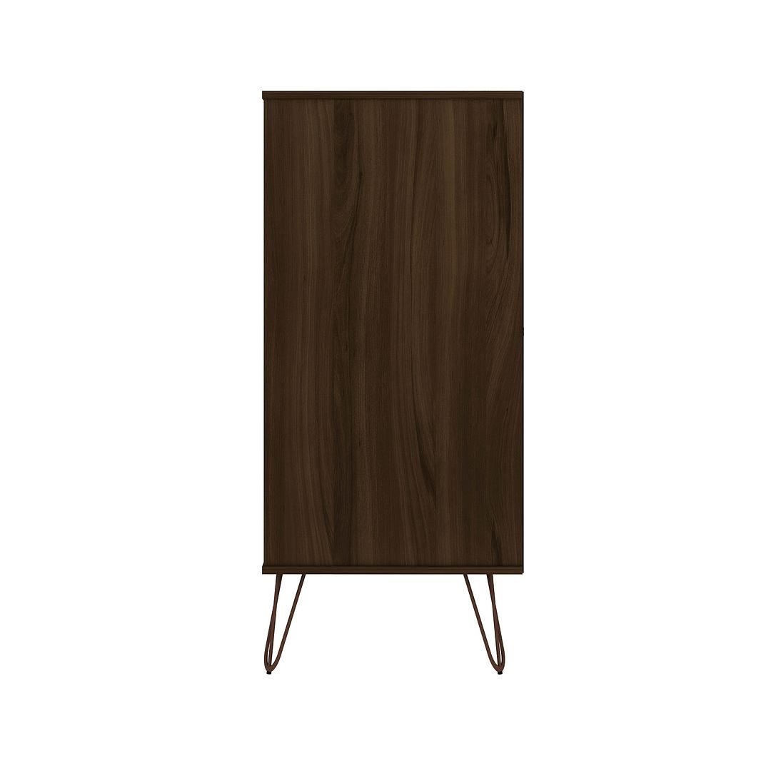 Manhattan Comfort Rockefeller 5-Drawer Tall Dresser With Metal Legs In Brown