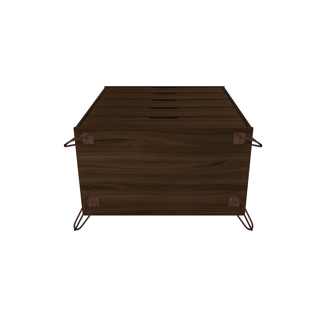 Manhattan Comfort Rockefeller 5-Drawer Tall Dresser With Metal Legs In Brown