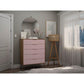 Manhattan Comfort Rockefeller 5-Drawer Tall Dresser With Metal Legs In Nature & Rose Pink
