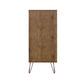 Manhattan Comfort Rockefeller 5-Drawer Tall Dresser With Metal Legs In Nature & Rose Pink