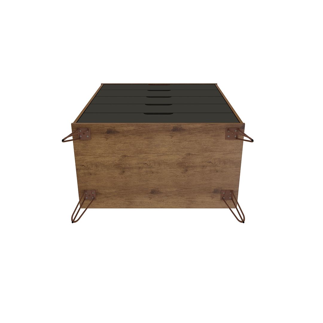 Manhattan Comfort Rockefeller 5-Drawer Tall Dresser With Metal Legs In Nature & Textured Gray