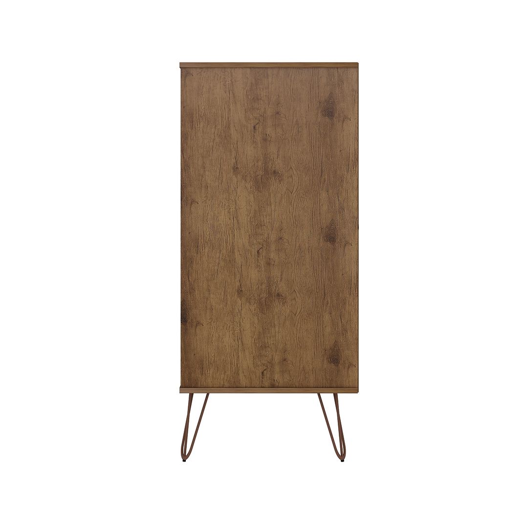 Manhattan Comfort Rockefeller 5-Drawer Tall Dresser With Metal Legs In Nature & Textured Gray