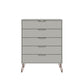 Manhattan Comfort Rockefeller 5-Drawer Tall Dresser With Metal Legs In Off White