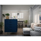 Manhattan Comfort Rockefeller 5-Drawer Tall Dresser With Metal Legs In Tatiana Midnight Blue