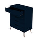 Manhattan Comfort Rockefeller 5-Drawer Tall Dresser With Metal Legs In Tatiana Midnight Blue