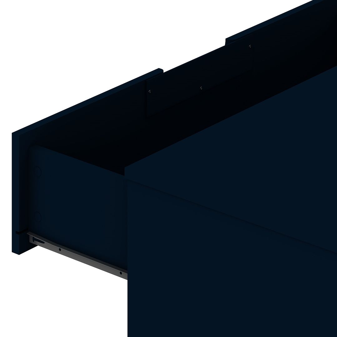 Manhattan Comfort Rockefeller 5-Drawer Tall Dresser With Metal Legs In Tatiana Midnight Blue