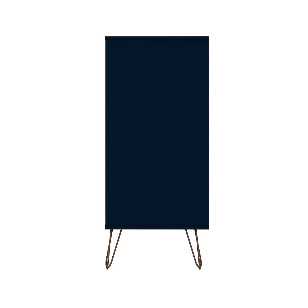 Manhattan Comfort Rockefeller 5-Drawer Tall Dresser With Metal Legs In Tatiana Midnight Blue