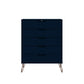 Manhattan Comfort Rockefeller 5-Drawer Tall Dresser With Metal Legs In Tatiana Midnight Blue