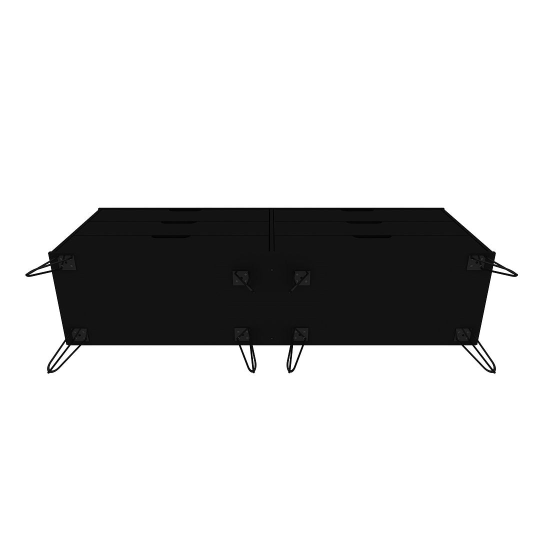 Manhattan Comfort Rockefeller 6-Drawer Double Low Dresser With Metal Legs In Black