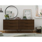 Manhattan Comfort Rockefeller 6-Drawer Double Low Dresser With Metal Legs In Brown