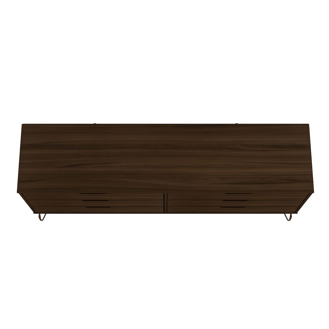 Manhattan Comfort Rockefeller 6-Drawer Double Low Dresser With Metal Legs In Brown