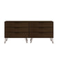 Manhattan Comfort Rockefeller 6-Drawer Double Low Dresser With Metal Legs In Brown