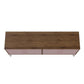 Manhattan Comfort Rockefeller 6-Drawer Double Low Dresser With Metal Legs In Native & Rose Pink