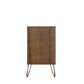 Manhattan Comfort Rockefeller 6-Drawer Double Low Dresser With Metal Legs In Native & Rose Pink