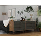 Manhattan Comfort Rockefeller 6-Drawer Double Low Dresser With Metal Legs In Nature & Textured Gray