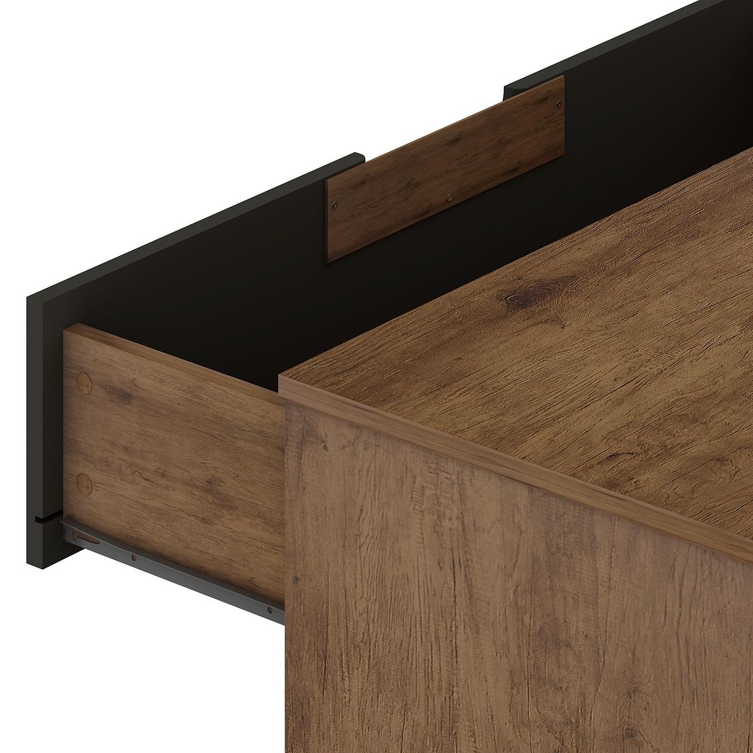 Manhattan Comfort Rockefeller 6-Drawer Double Low Dresser With Metal Legs In Nature & Textured Gray
