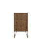 Manhattan Comfort Rockefeller 6-Drawer Double Low Dresser With Metal Legs In Nature & Textured Gray