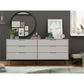 Manhattan Comfort Rockefeller 6-Drawer Double Low Dresser With Metal Legs In Off White