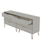 Manhattan Comfort Rockefeller 6-Drawer Double Low Dresser With Metal Legs In Off White
