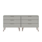 Manhattan Comfort Rockefeller 6-Drawer Double Low Dresser With Metal Legs In Off White