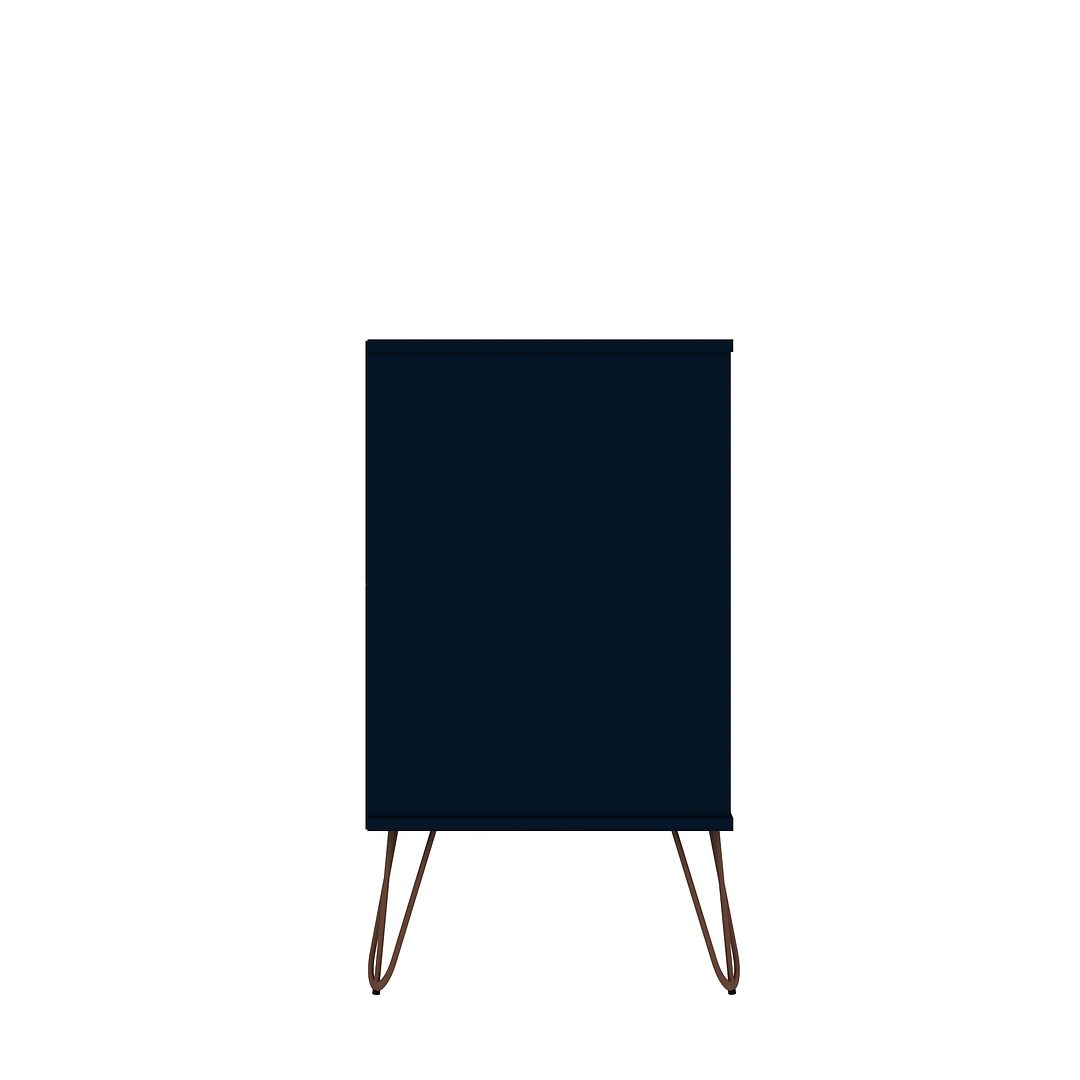 Manhattan Comfort Rockefeller 6-Drawer Double Low Dresser With Metal Legs In Tatiana Midnight Blue