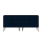 Manhattan Comfort Rockefeller 6-Drawer Double Low Dresser With Metal Legs In Tatiana Midnight Blue