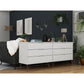 Manhattan Comfort Rockefeller 6-Drawer Double Low Dresser With Metal Legs In White