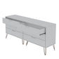 Manhattan Comfort Rockefeller 6-Drawer Double Low Dresser With Metal Legs In White