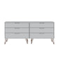 Manhattan Comfort Rockefeller 6-Drawer Double Low Dresser With Metal Legs In White