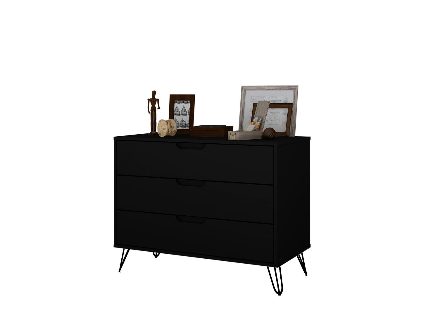 Manhattan Comfort Rockefeller Dresser Cabinet With 3-Drawers In Black