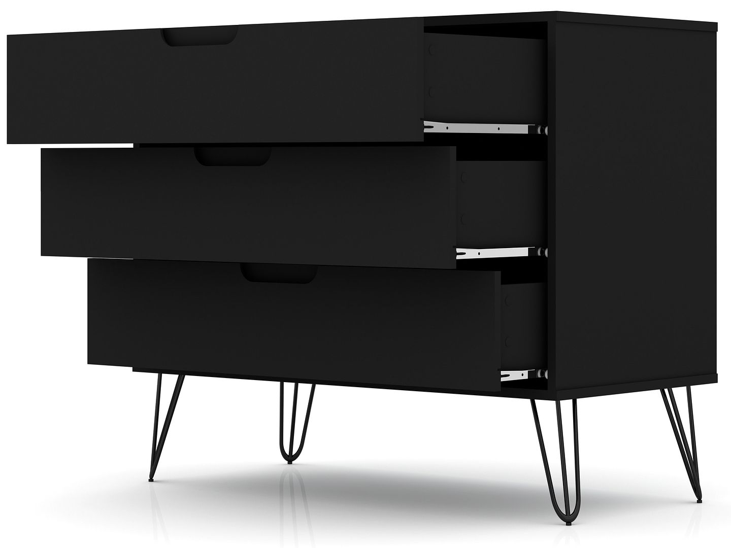 Manhattan Comfort Rockefeller Dresser Cabinet With 3-Drawers In Black