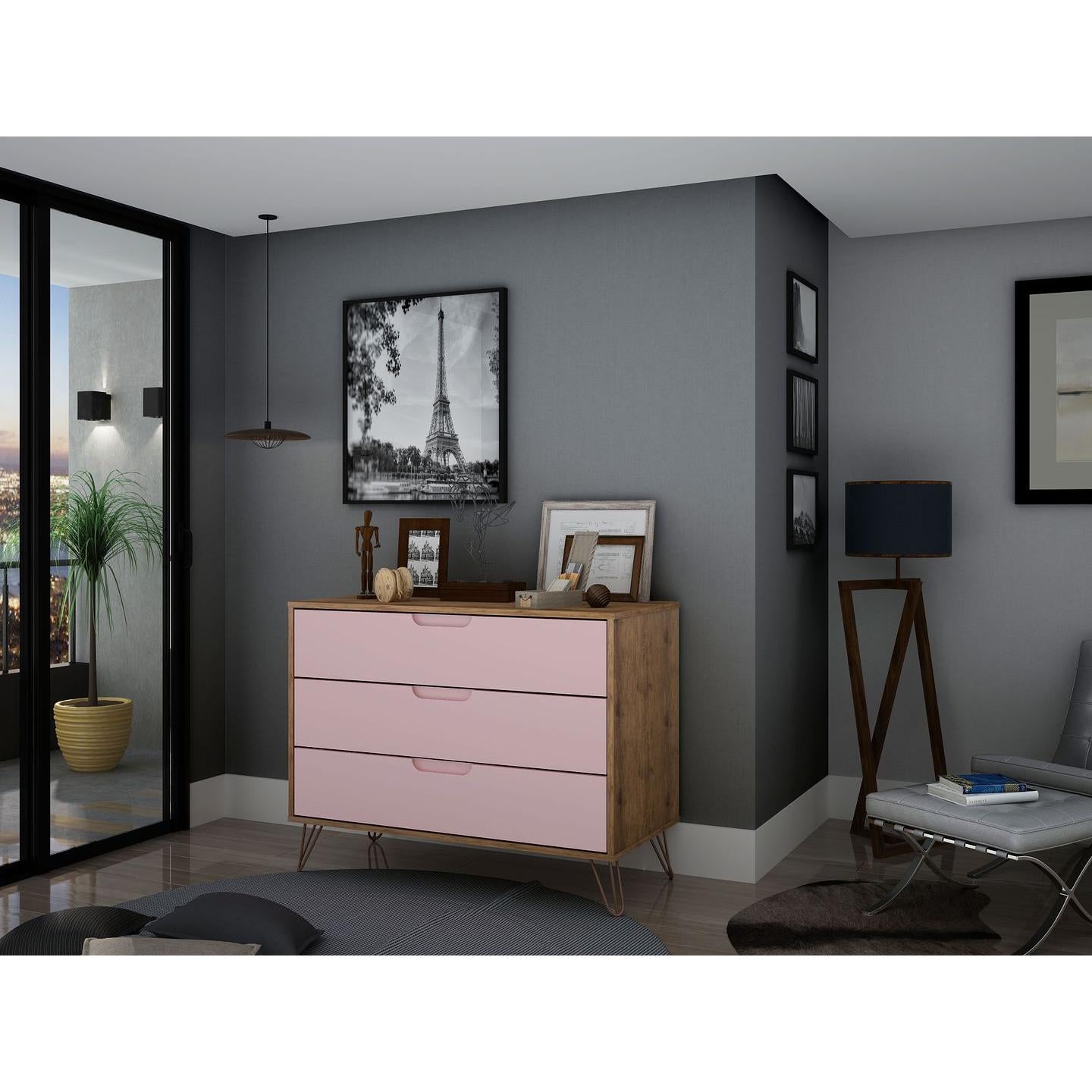 manhattan comfort rockefeller mid-century modern 3 drawer bedroom dresser Manhattan Comfort Rockefeller 35" Dresser (3-Drawer) - On Sale - Bed Bath & Beyond