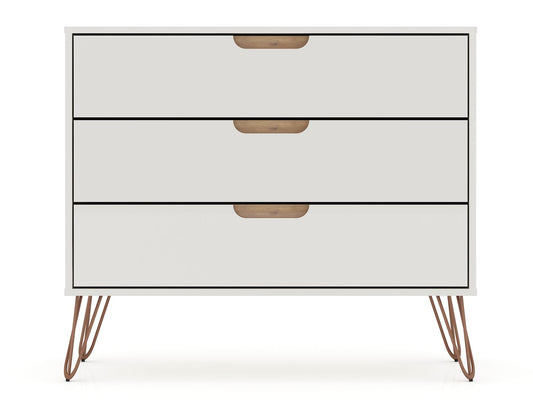 Manhattan Comfort Rockefeller Dresser Cabinet With 3-Drawers In Off White & Nature