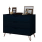 Manhattan Comfort Rockefeller Dresser Cabinet With 3-Drawers In Tatiana Midnight Blue