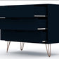 Manhattan Comfort Rockefeller Dresser Cabinet With 3-Drawers In Tatiana Midnight Blue