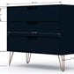 Manhattan Comfort Rockefeller Dresser Cabinet With 3-Drawers In Tatiana Midnight Blue