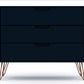 Manhattan Comfort Rockefeller Dresser Cabinet With 3-Drawers In Tatiana Midnight Blue
